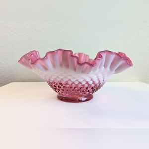 Fenton Hobnail Cranberry Opalescent 9" Bowl